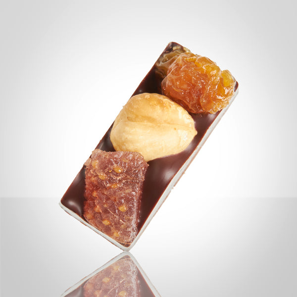 Bonbon mendiant fraise-noisette-raisin blond de l'Instant Cacao