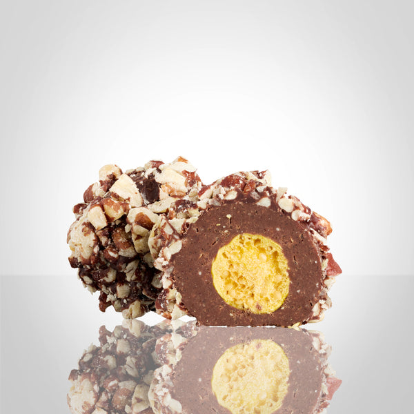 Rocher physalis-pécan vu en coupe