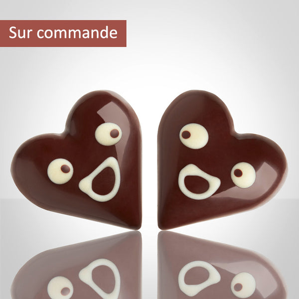 Boîte de 2 cœurs de L'Instant Cacao fourrés de praliné noisettes 